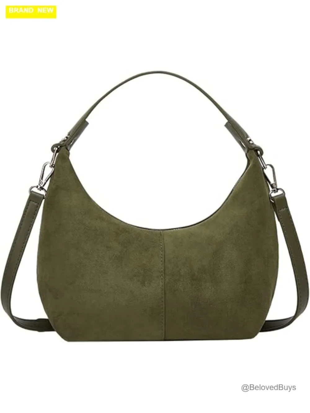 Vintage Suede Crescent Bag Slouchy Hobo Shoulder Tote Purse for Women
